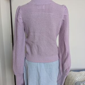 SO Purple Cowl Neck Sweater with Ribbed Knit